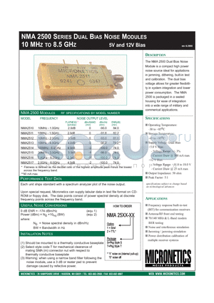 NMA2510 datasheet - NMA 2500 SERIES DUAL BIAS NOISE MODULES