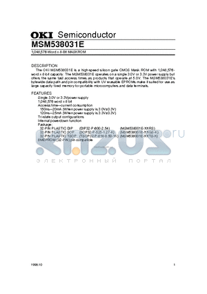 MSM538001E-XXGS-K datasheet - 1,048,576-Word x 8-Bit MASKROM