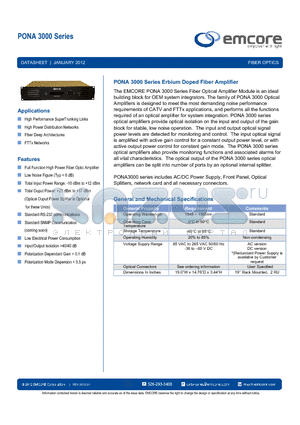 PONA3027-FC-16-P-AC datasheet - Erbium Doped Fiber Amplifier