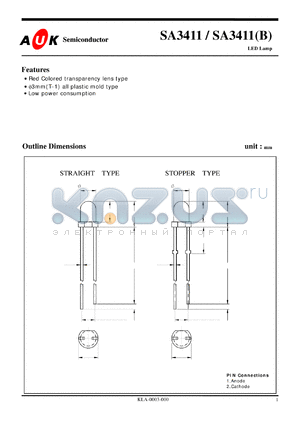 SA3411B datasheet - Red Colored transparency lens type