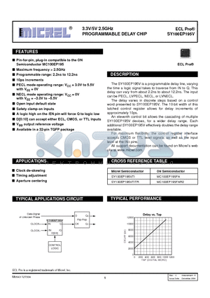 SY100EP195V datasheet - 3.3V/5V 2.5GHz PROGRAMMABLE DELAY CHIP