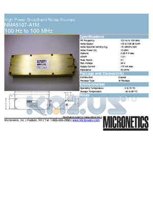 NMA5107-A1M datasheet - High Power Broadband Noise Sources 100 Hz to 100 MHz