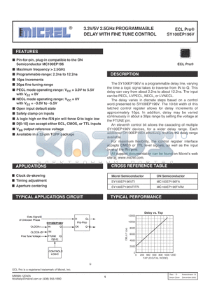 SY100EP196VTGTR datasheet - 3.3V/5V 2.5GHz PROGRAMMABLE DELAY WITH FINE TUNE CONTROL