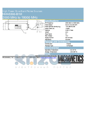 NMA5300-B1M datasheet - High Power Broadband Noise Sources 2000 MHz to 18000 MHz
