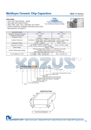 NMC-H0603NPO102J200TRPF datasheet - Multilayer Ceramic Chip Capacitors