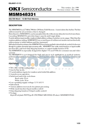 MSM548331 datasheet - 222,720-Word x 12-Bit Field Memory