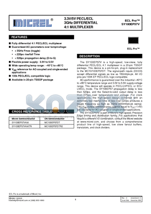 SY100EP57V datasheet - 3.3V/5V PECL/ECL 3GHz DIFFERENTIAL 4:1 MULTIPLEXER