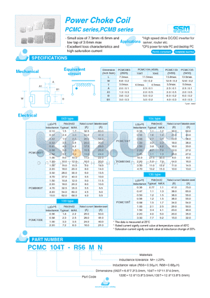 PCMC133E-R56MN datasheet - Power Choke Coil PCMC series,PCMB series