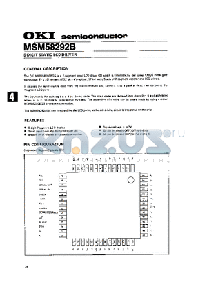 MSM58292B datasheet - 5-DIGIT STATIC LCD DRIVER