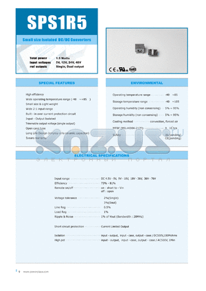 SPD1R5-24-1515 datasheet - Small size Isolated DC/DC Converters