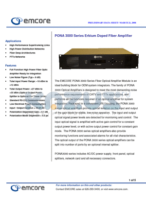 PONA3027-SC16PAC datasheet - Erbium Doped Fiber Amplifier