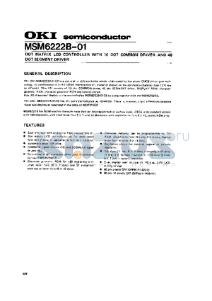MSM6222B-01 datasheet - DOT MATRIX LCD CONTROLLER WITH 16 DOT COMMON DRIVER AND 40 DOT SEGMENT DRTVER