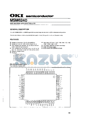 MSM6240 datasheet - DOT MATRIX LCD CONTROLLER