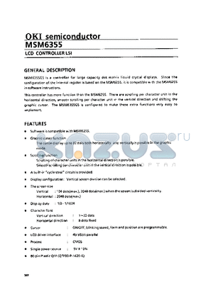 MSM6355 datasheet - LCD CONTROLLER LSI