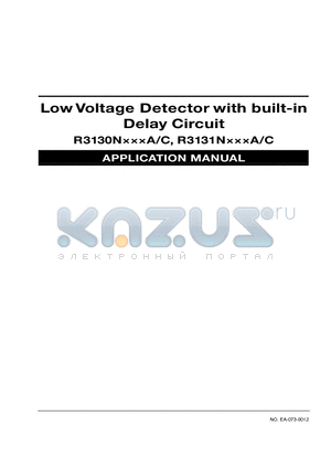 R3130N26BA datasheet - Low Voltage Detector with built-in Delay Circuit