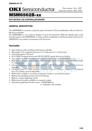 MSM6562B datasheet - DOT MATRIX LCD CONTROLLER DRIVER