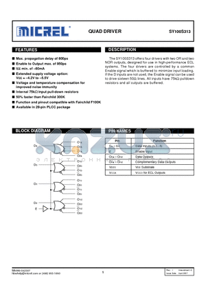 SY100S313JCTR datasheet - QUAD DRIVER