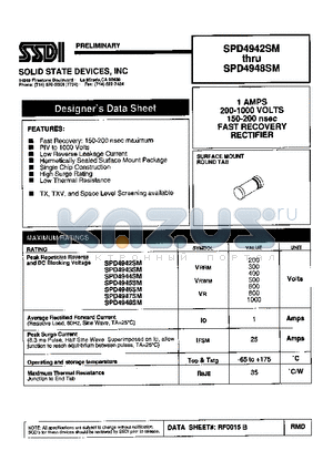 SPD4947SM datasheet - 1 AMPS 200-1000 VOLTS 150-200 nsec FAST RECOVERY RECTIFIER