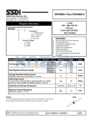 SPD4963-2 datasheet - FAST RECOVERY RECTIFIER