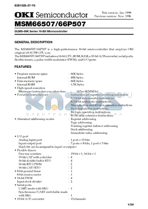 MSM66507 datasheet - OLMS-66K Series 16-Bit Microcontroller