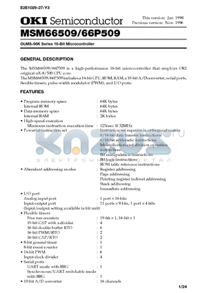 MSM66509 datasheet - OLMS-66K Series 16-Bit Microcontroller