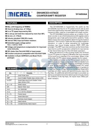 SY100S336AFC datasheet - ENHANCED 4-STAGE COUNTER/SHIFT REGISTER