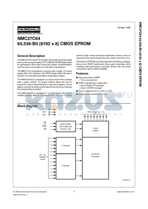 NMC27C64 datasheet - 65,536-Bit (8192 x 8) CMOS EPROM