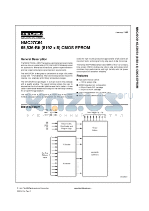 NMC27C64N datasheet - 65,536-BIT (8192 X 8) CMOS EPROM