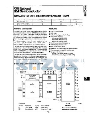 NMC2816-35 datasheet - 16K (2K X 8) ELECTRICALLY ERASABLE PROM