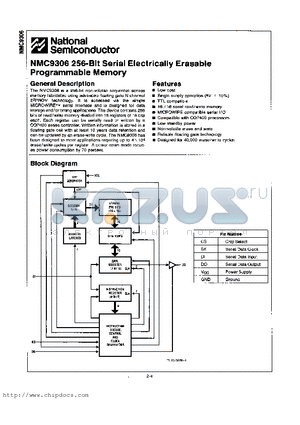 NMC9306EN datasheet - 256-Bit Serial Electrically Erasable Programmable Memory