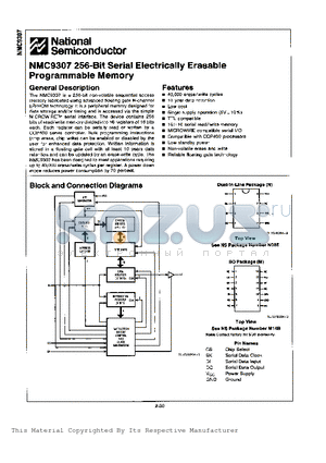 NMC9307 datasheet - 256-Bit Serial Electrically Erasable Programmable Memory