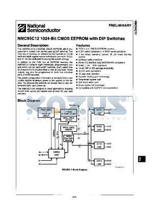 NMC95C12 datasheet - 1024-bit CMOS EEPROM with DIP Switches