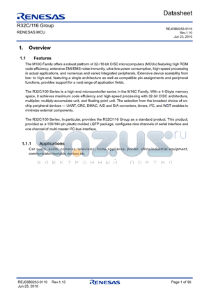 R32C116_10 datasheet - RENESAS MCU