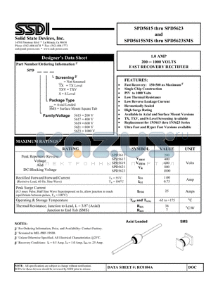 SPD5615S datasheet - 1.0 AMP 200 - 1000 VOLTS FAST RECOVERY RECTIFIER