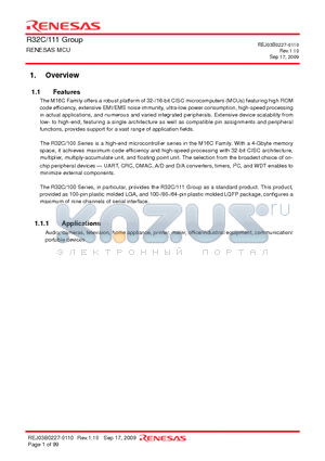 R32C111_09 datasheet - RENESAS MCU