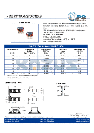 R33M datasheet - MINI RF TRANSFORMERS