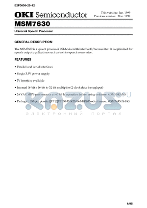 MSM7630 datasheet - Universal Speech Processor