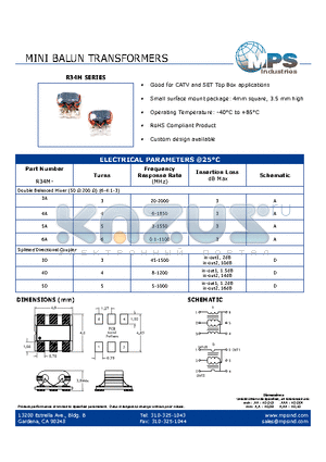 R34M-3A datasheet - MINI BALUN TRANSFORMERS