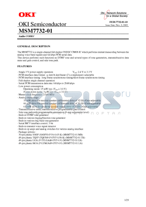 MSM7732-01 datasheet - Audio CODEC