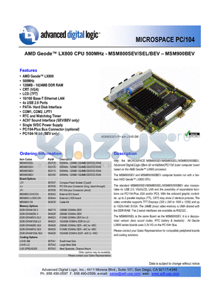 MSM800SEL datasheet - 500MHz, 128MB-1024MB DDR333-RAM