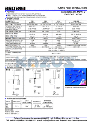 R38 datasheet - TUNING FORK CRYSTAL UNITS