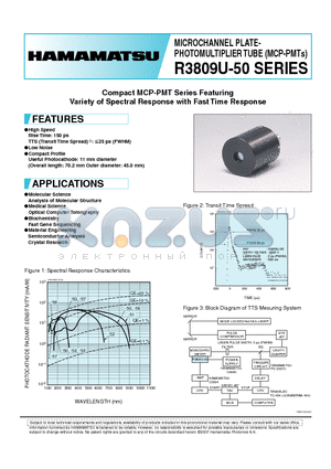 R3809U-50 datasheet - MICROCHANNEL PLATE-PHOTOMULTIPLIER TUBE