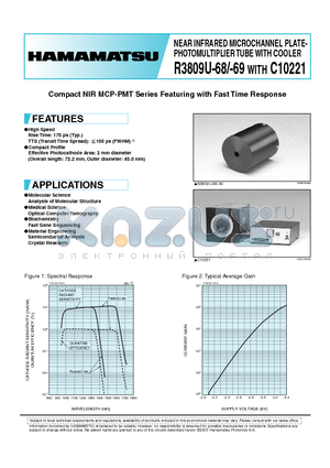 R3809U-69 datasheet - NEAR INFRARED MICROCHANNEL PLATE-PHOTOMULTIPLIER TUBE WITH COOLER