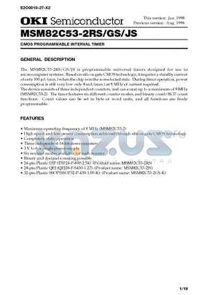 MSM82C53-2XX datasheet - CMOS PROGRAMMABLE INTERVAL TIMER