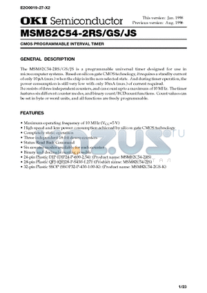 MSM82C54-2GS datasheet - CMOS PROGRAMMABLE INTERVAL TIMER