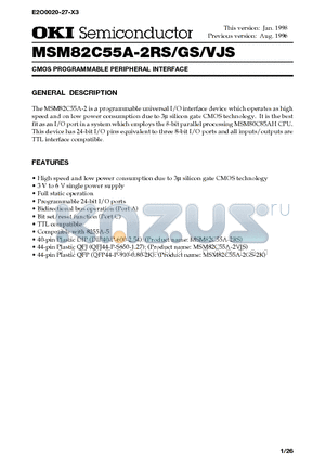 MSM82C55A-2VJS datasheet - CMOS PROGRAMMABLE PERIPHERAL INTERFACE