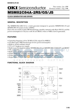 MSM82C84A-2GS datasheet - CLOCK GENERATOR AND DRIVER