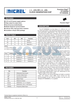 SY100S838LZCTR datasheet - (1, 2/3) OR (2, 4/6) CLOCK GENERATION CHIP