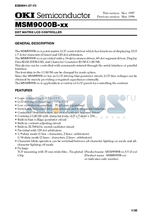 MSM9000B datasheet - DOT MATRIX LCD CONTROLLER