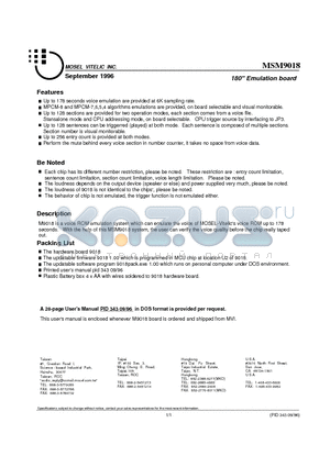 MSM9018 datasheet - 180 Emulation board